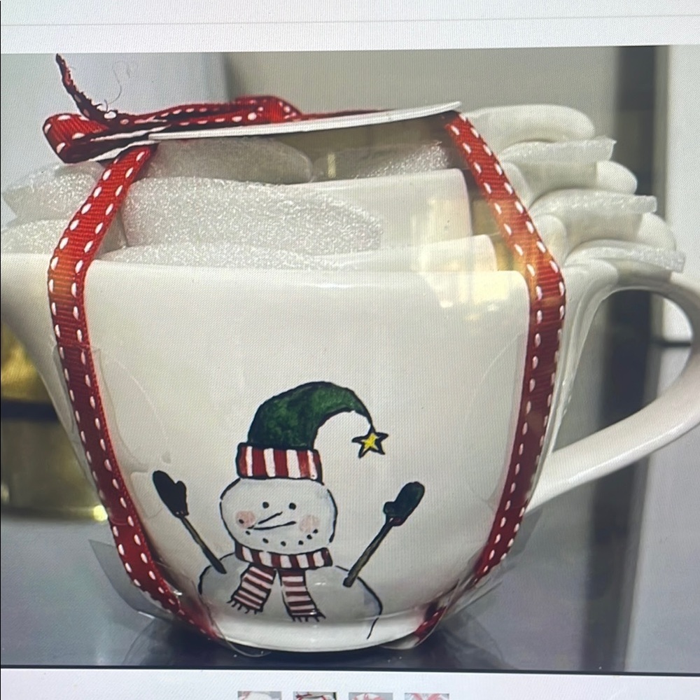Festive Snowman Mug with Red Accents